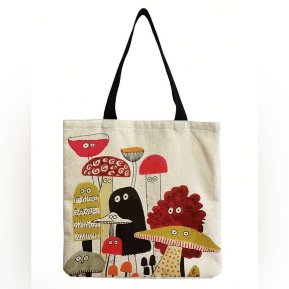 NEW Colorful Mushroom Tote Bag - Picture 1 of 5